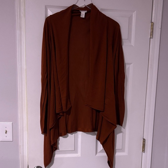 H&M..Sz Small…Burnt Sienna Draped Collar Open Cardigan. Gently Worn - Picture 1 of 4